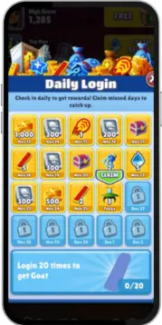 Subway Surfers Mod APK 2025 v3.44.2 Unlimited Money Characters & Keys 26 Subway Surfers Daily login Rewards